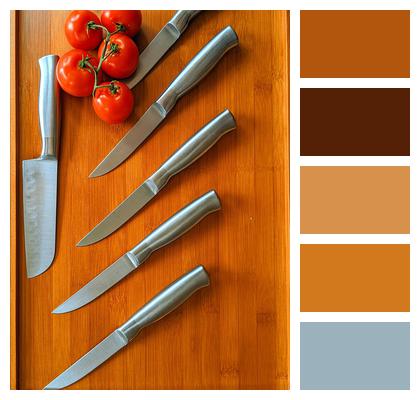 Knives Tomatoes Cutting Board Image